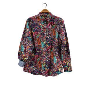 Cremieux Wild Vibrant Fun Patterned Button Down Shirt  Large